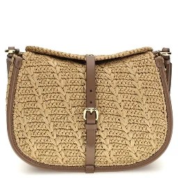 Beige Raffia Shoulder Bag
