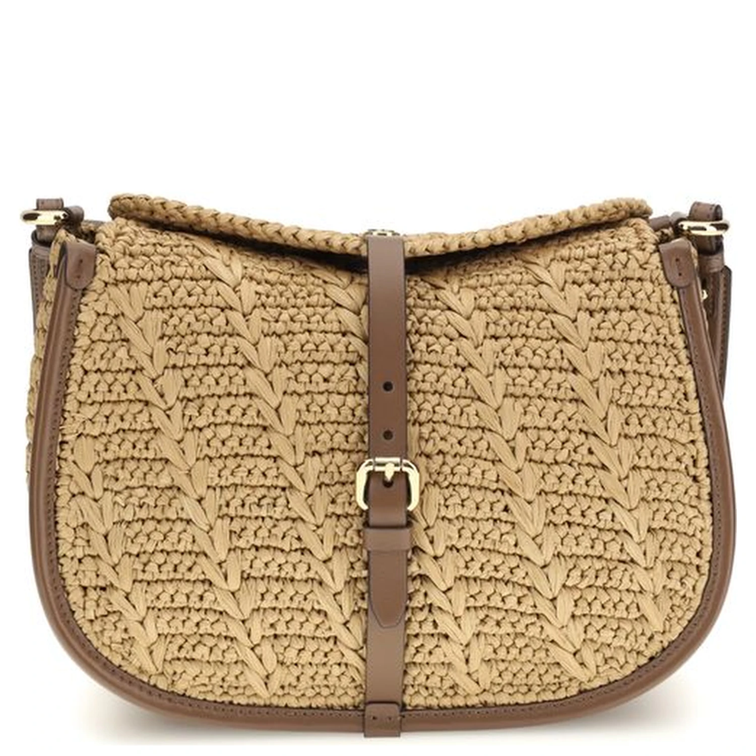Beige Raffia Shoulder Bag