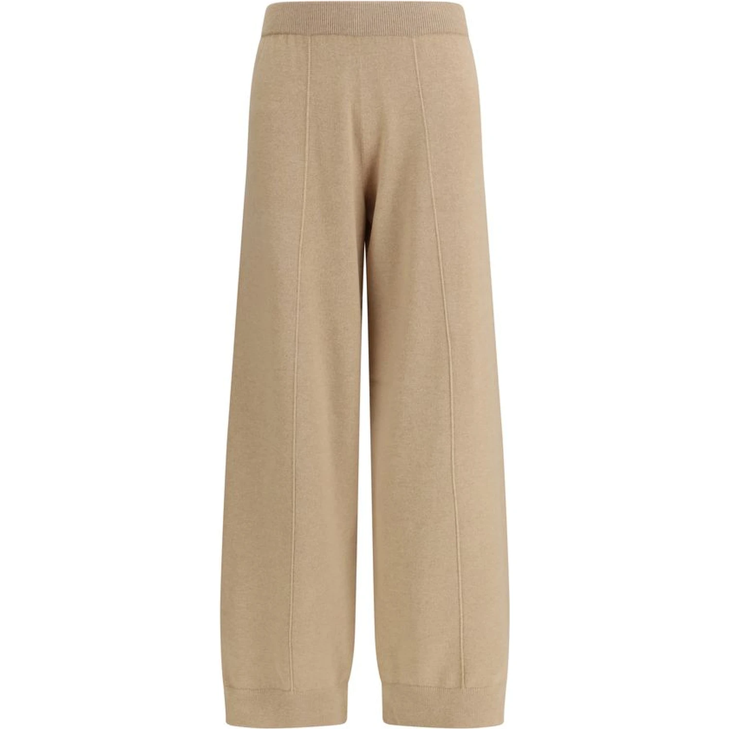 Beige Fleece Wool Casual Pants