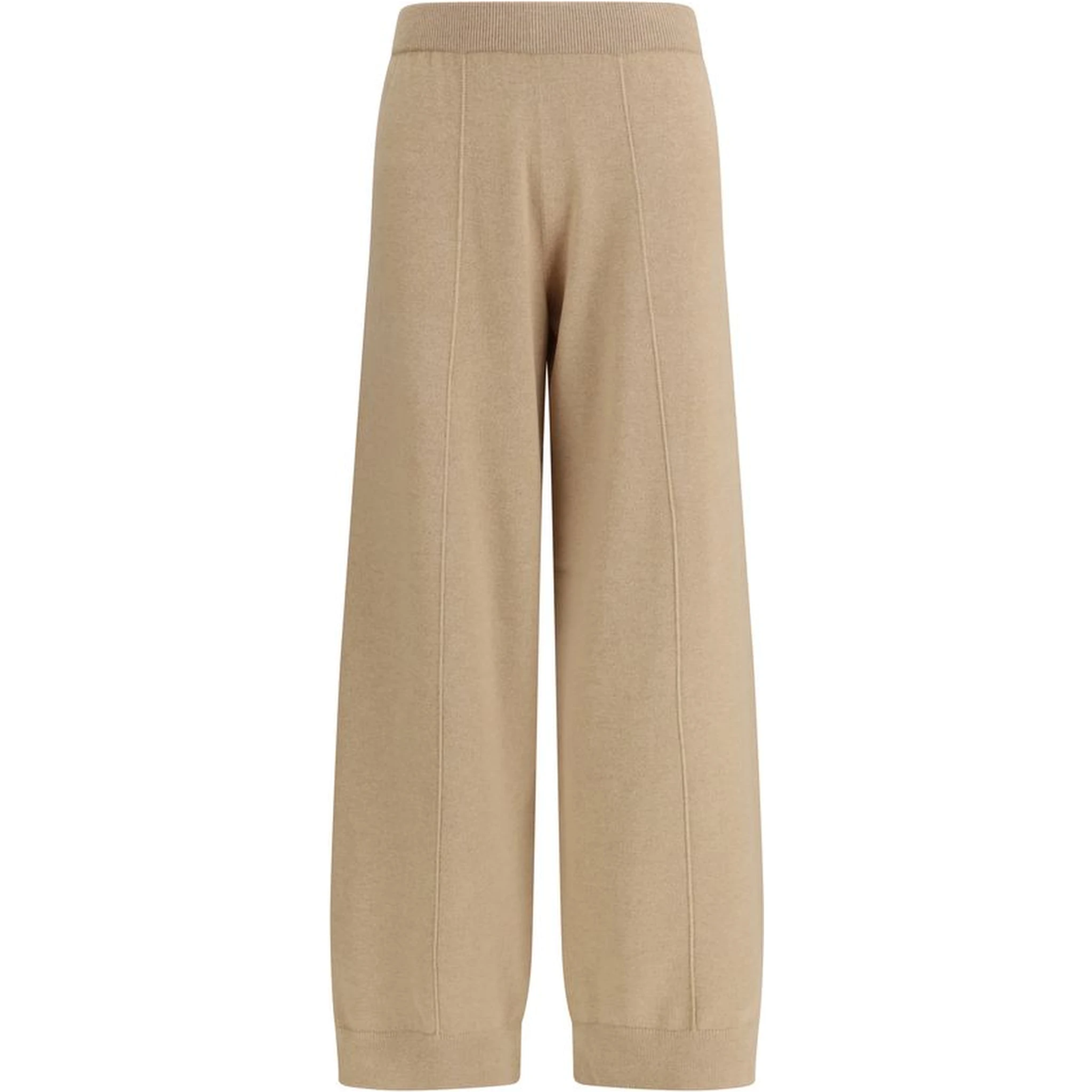 Beige Fleece Wool Casual Pants