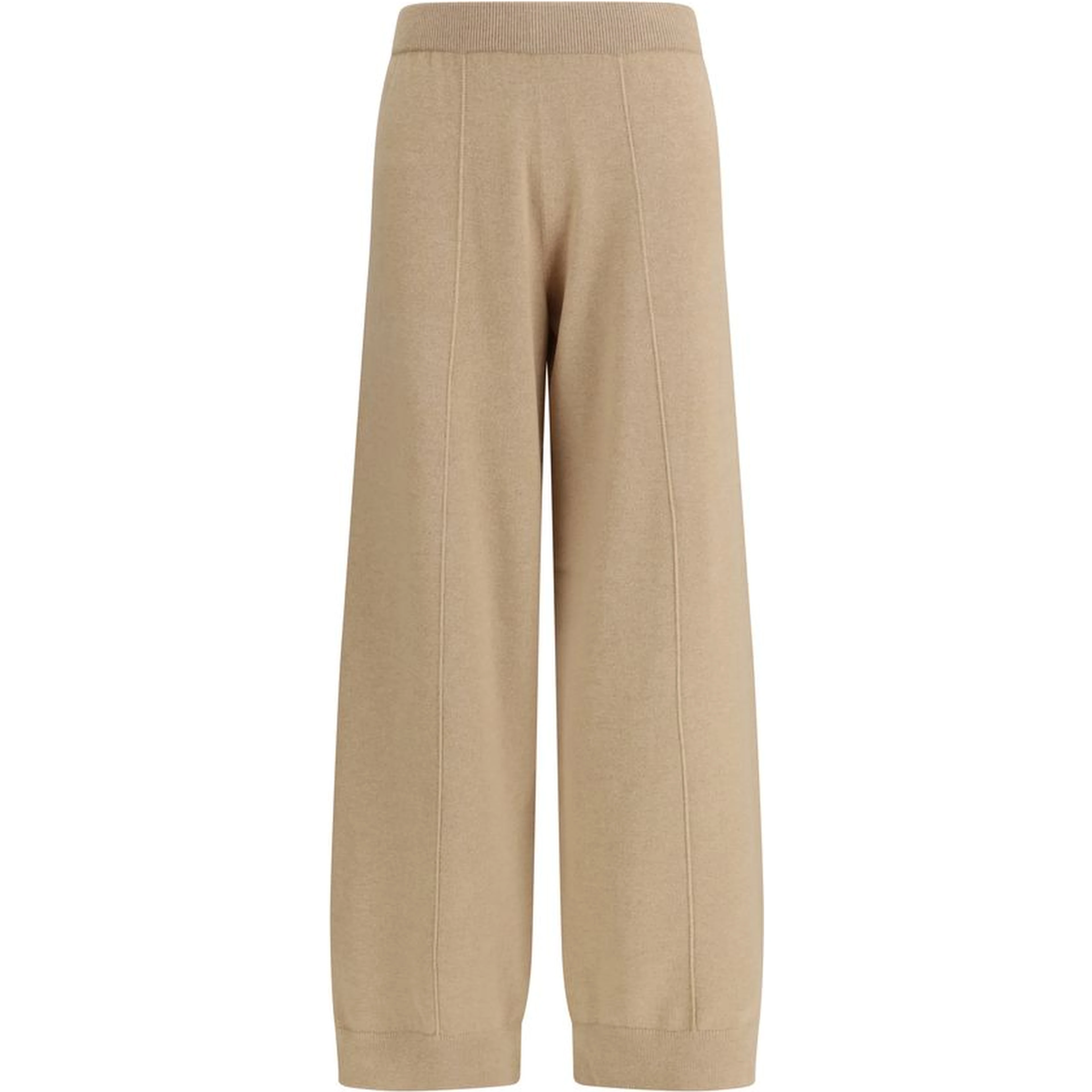Beige Fleece Wool Casual Pants