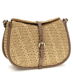 Beige Raffia Shoulder Bag