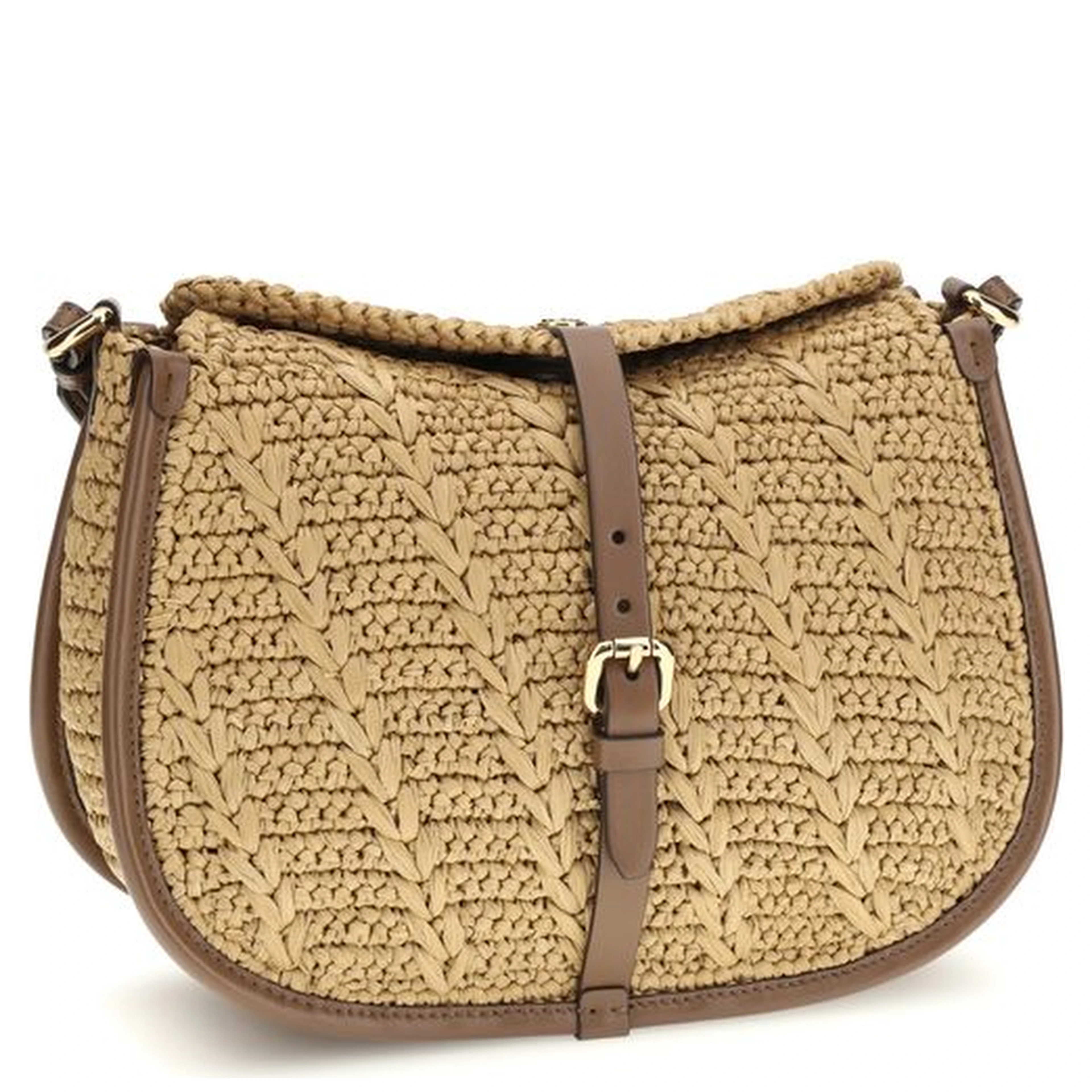 Beige Raffia Shoulder Bag