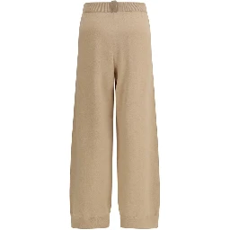 Beige Fleece Wool Casual Pants