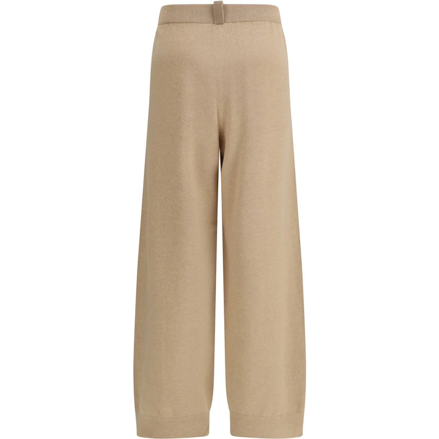 Beige Fleece Wool Casual Pants