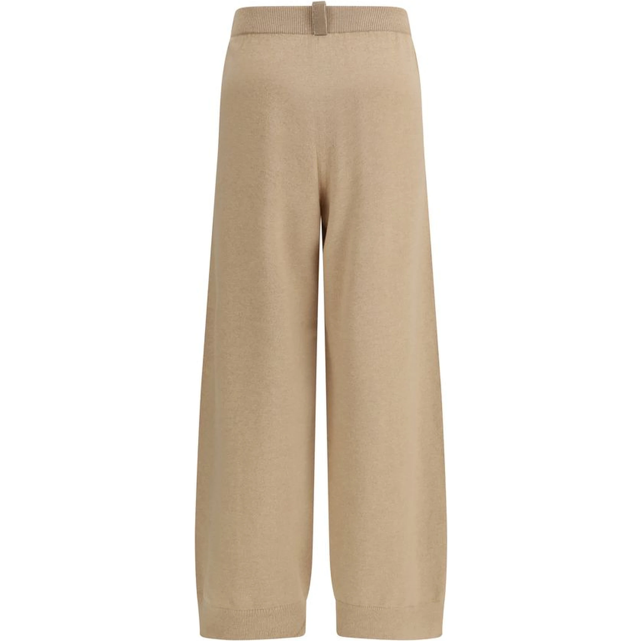 Beige Fleece Wool Casual Pants