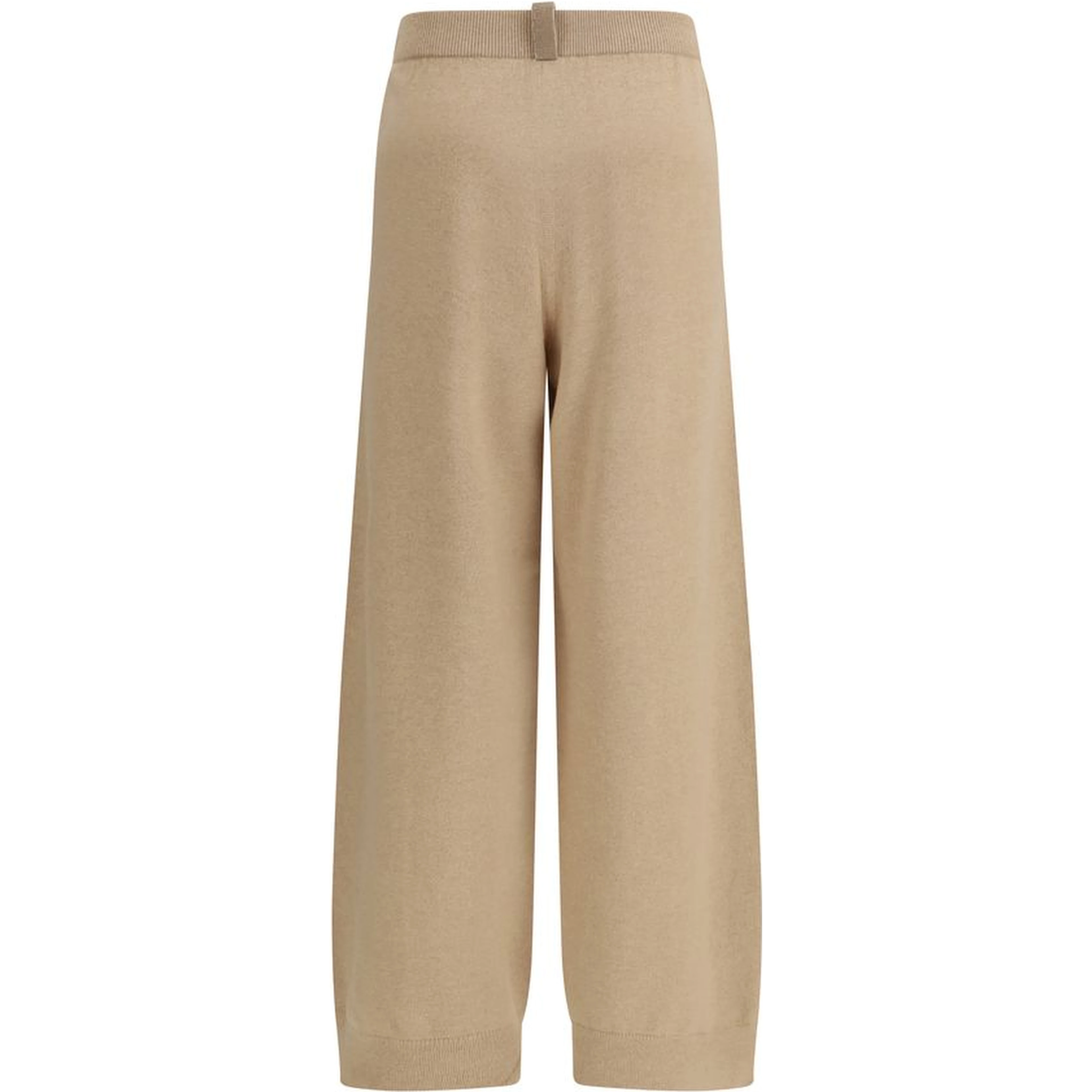 Beige Fleece Wool Casual Pants