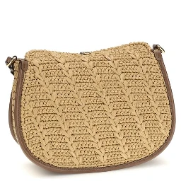 Beige Raffia Shoulder Bag