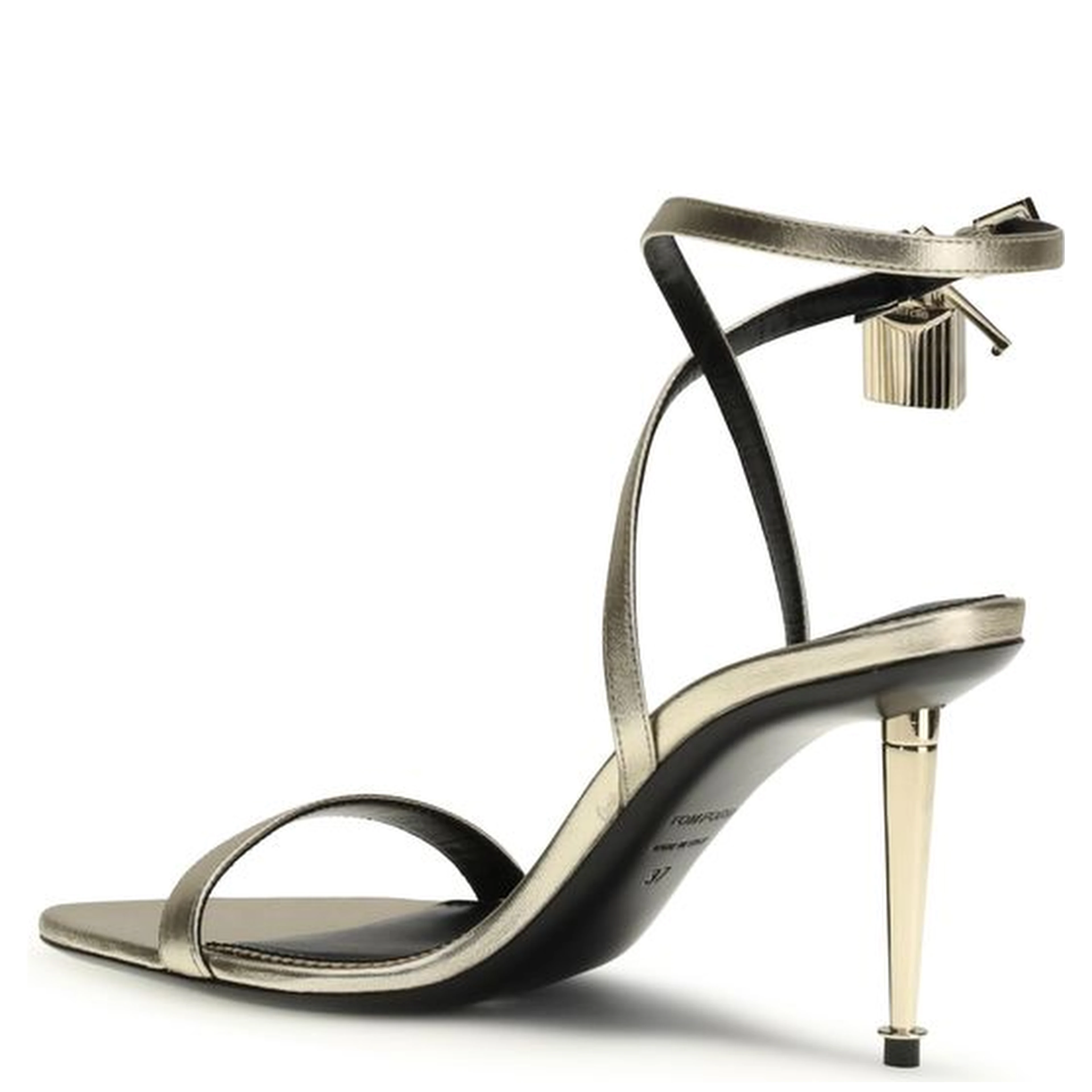 Gold Calf Leather Bos Taurus Stiletto Heel Sandals