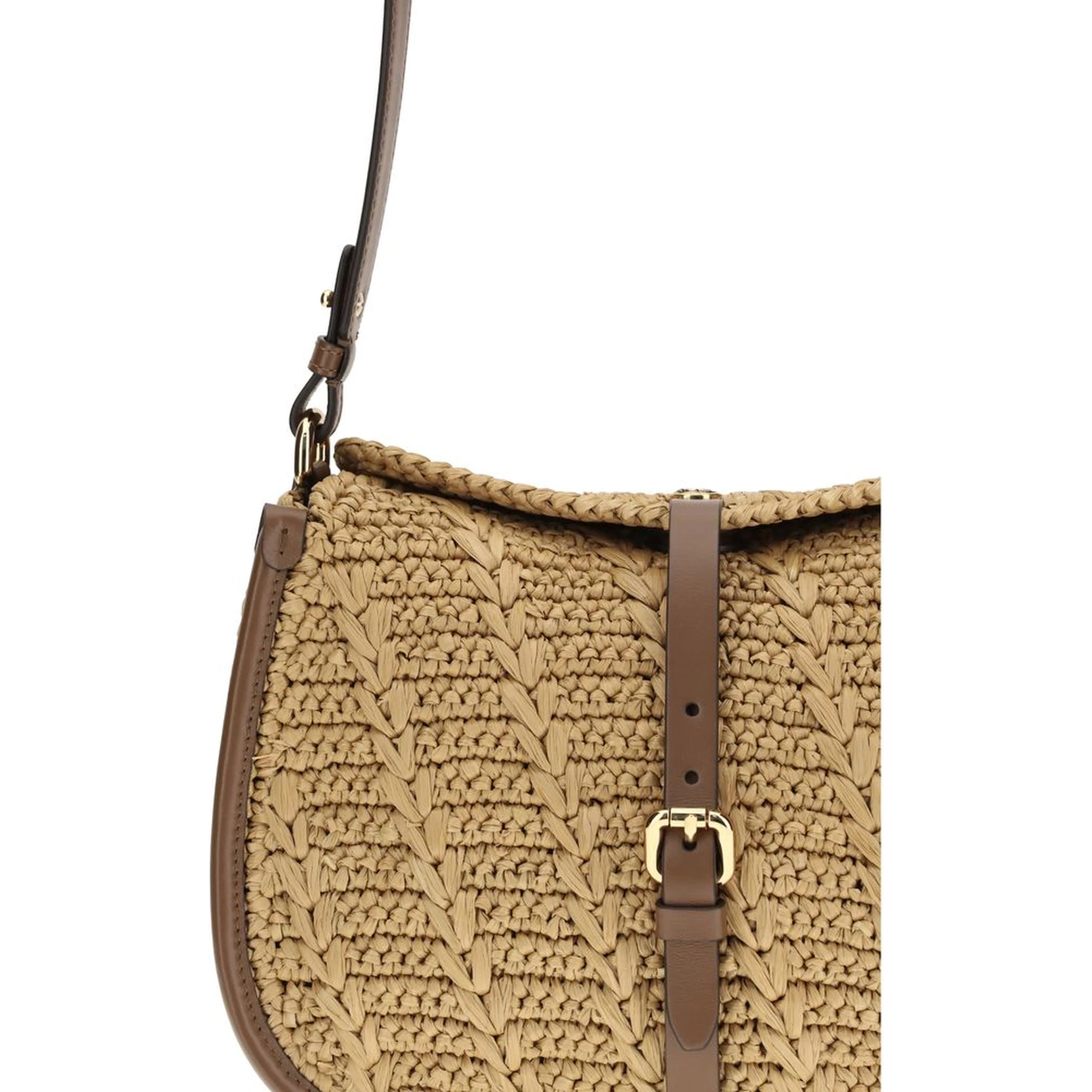 Beige Raffia Shoulder Bag