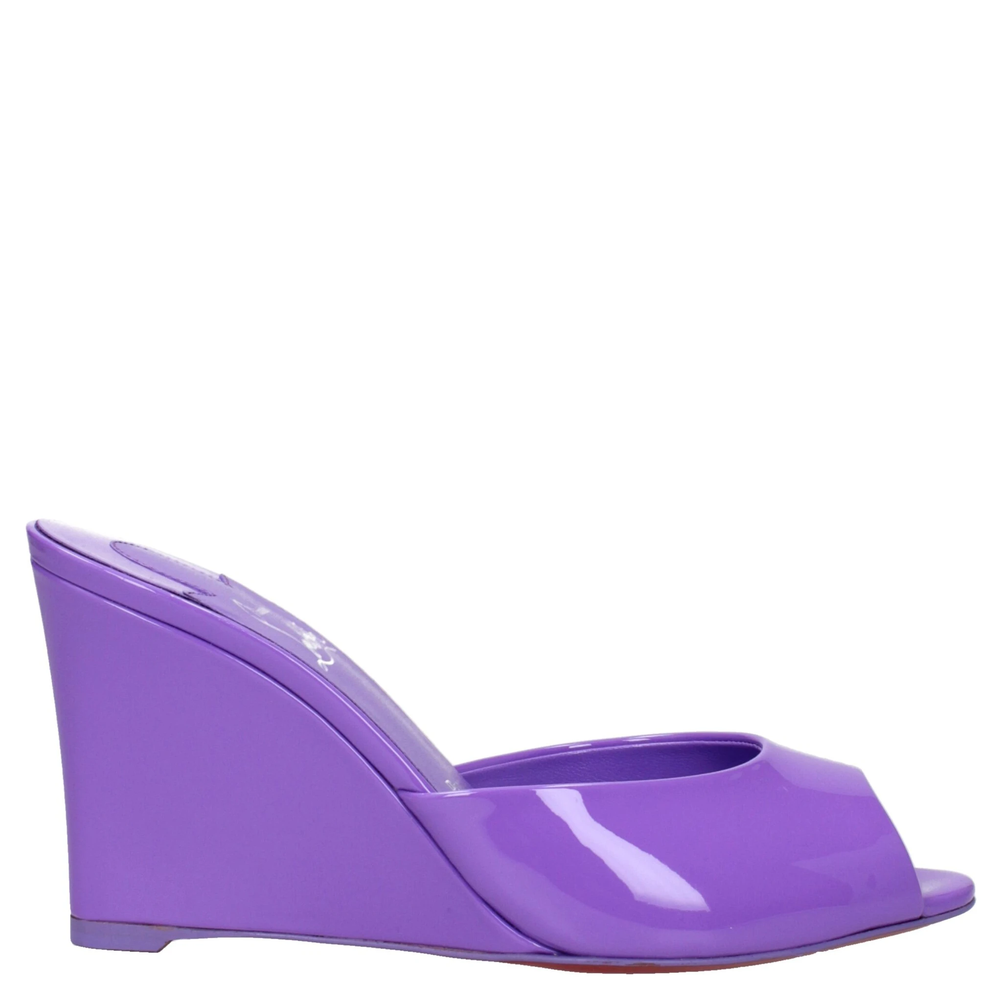 Purple Leather Wedge Sandals