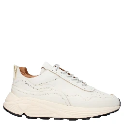 White Leather Low Top Sneakers