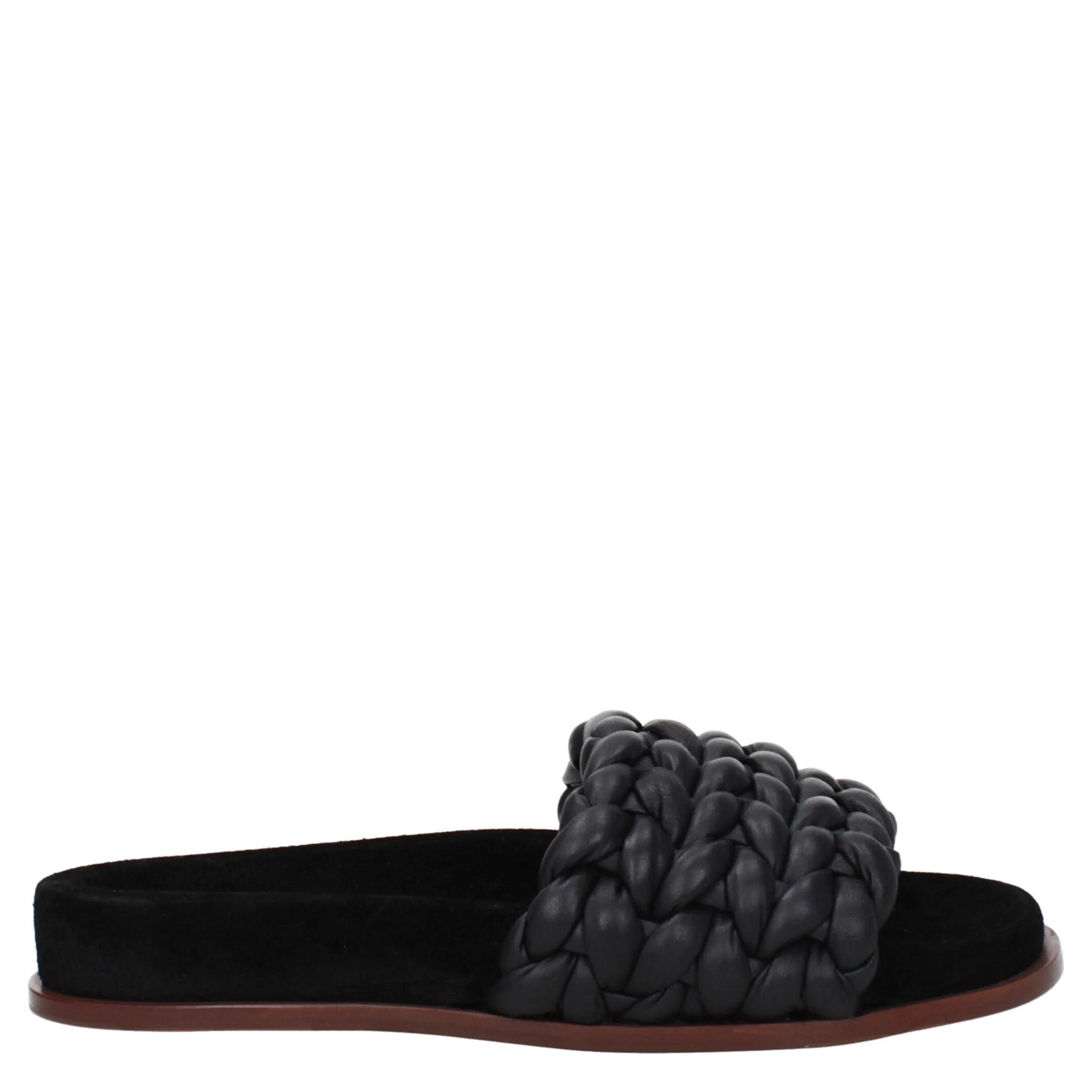 Black Leather Slippers