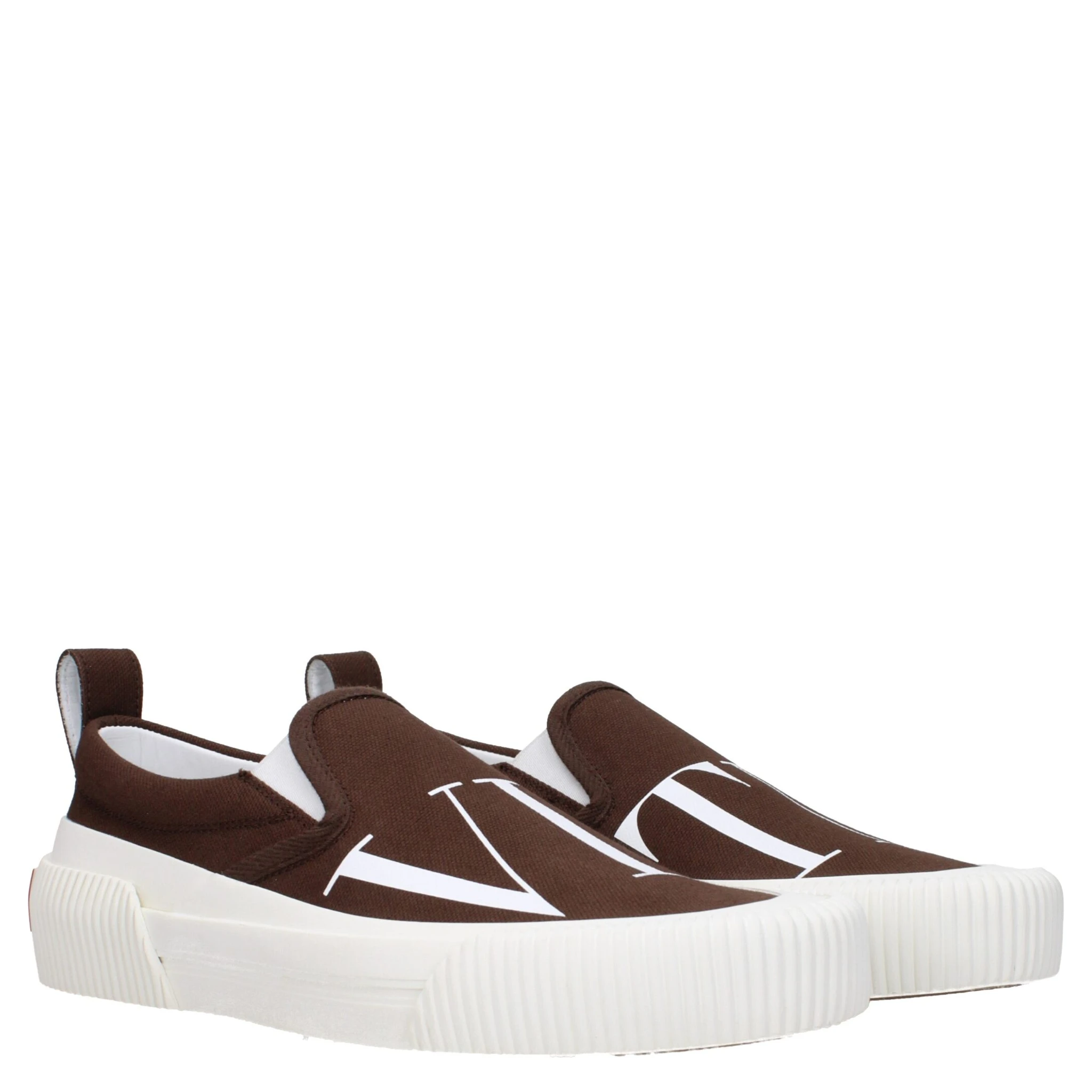 Brown Fabric Slip-On Loafers