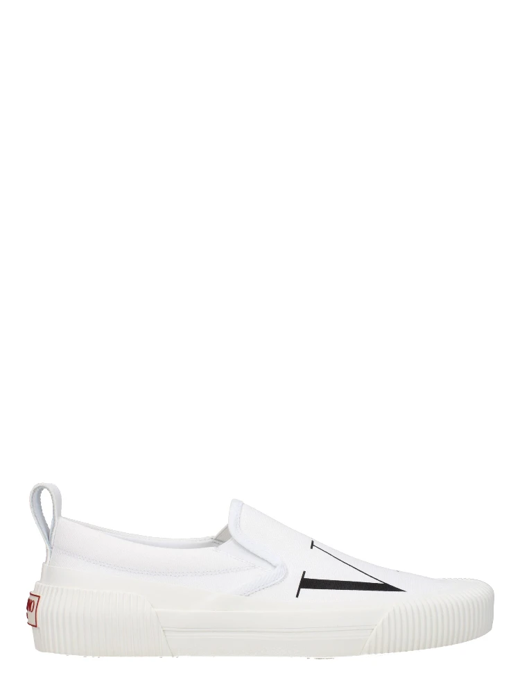 White Fabric Slip-On Loafers