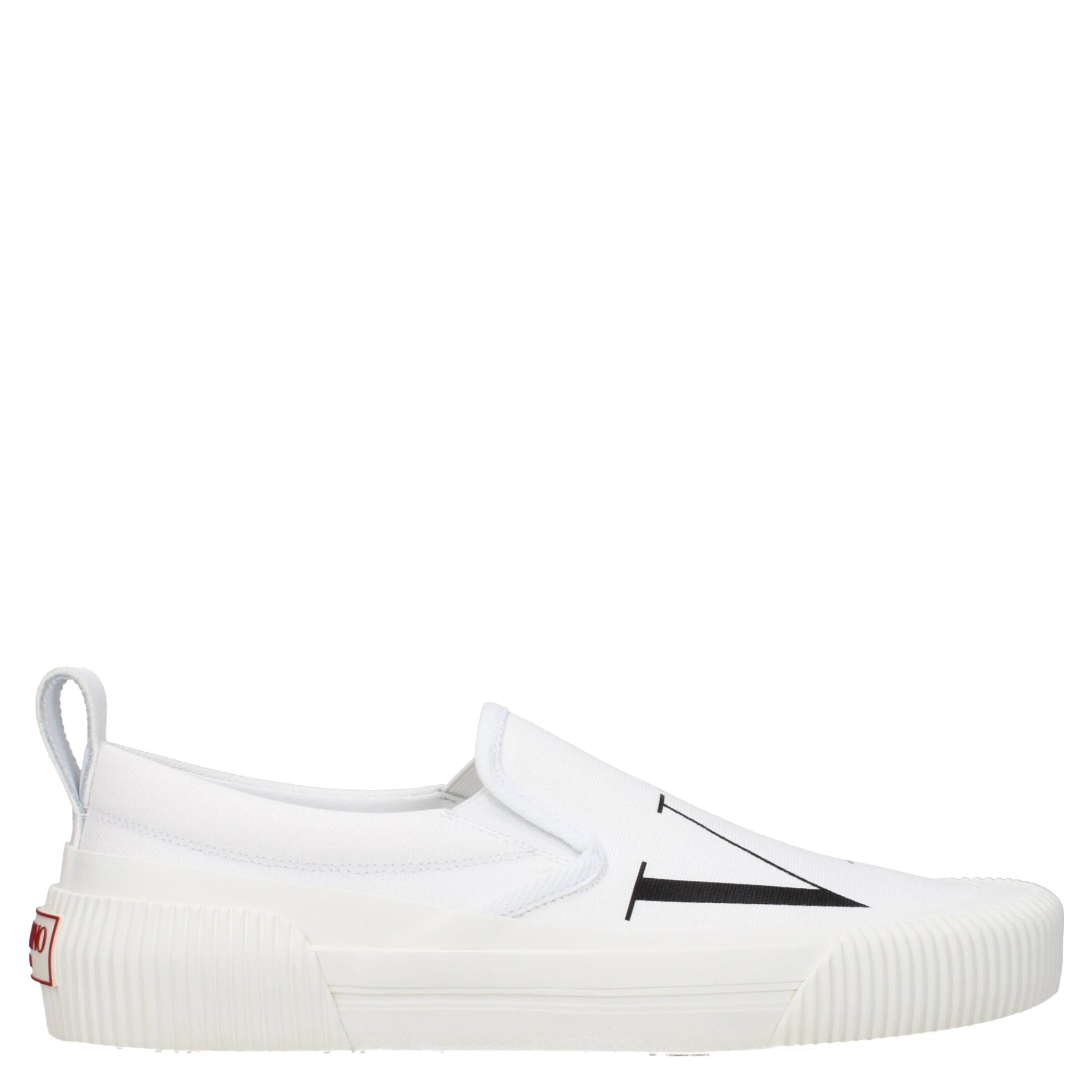 White Fabric Slip-On Loafers
