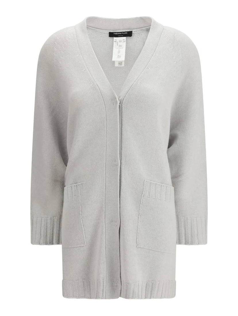 Gray Fleece Wool Cardigan