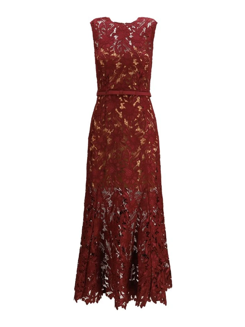 Bordeaux Polyester Cocktail Dress