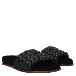 Black Leather Slippers