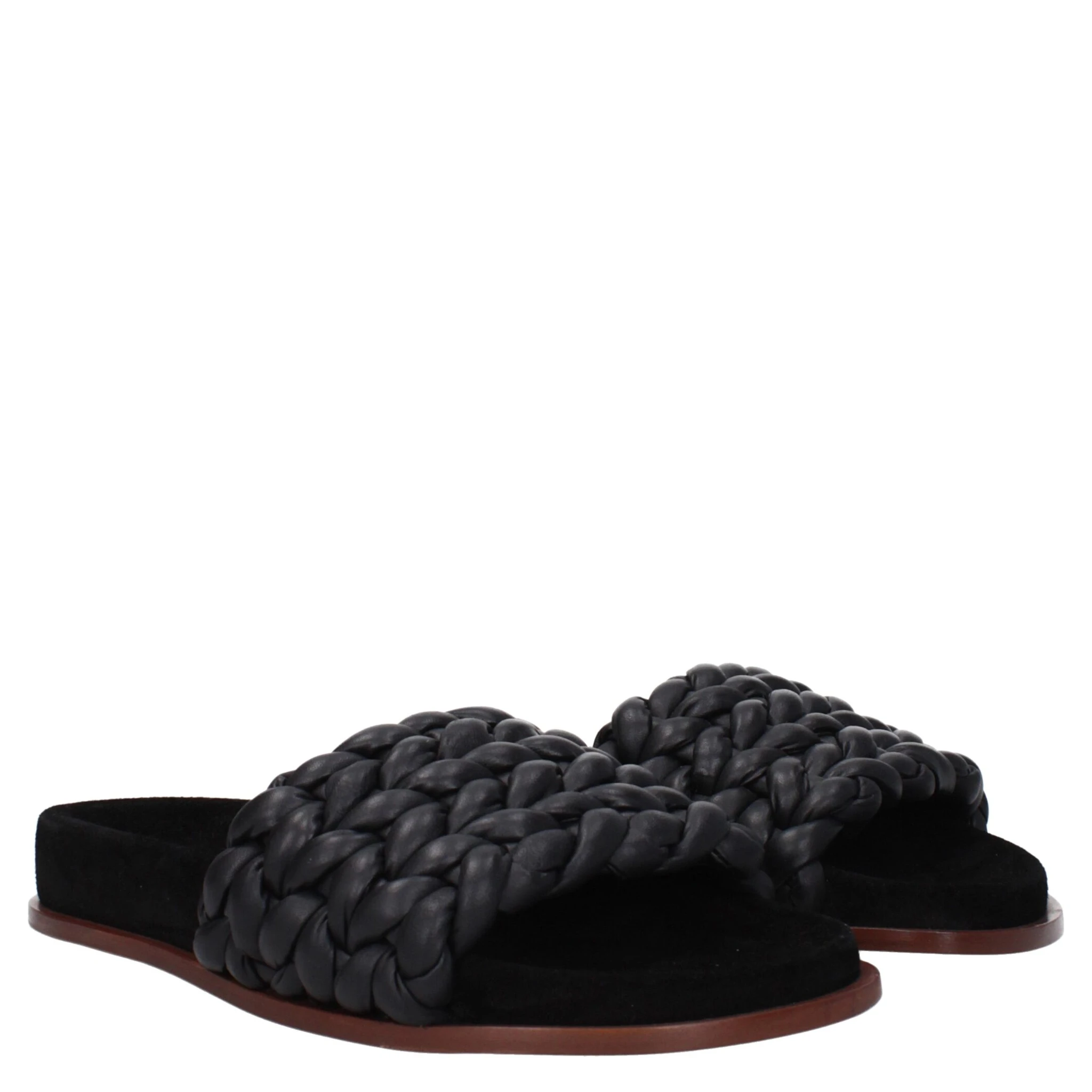 Black Leather Slippers