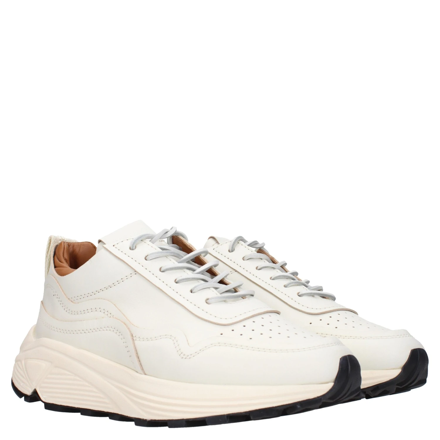 White Leather Low Top Sneakers