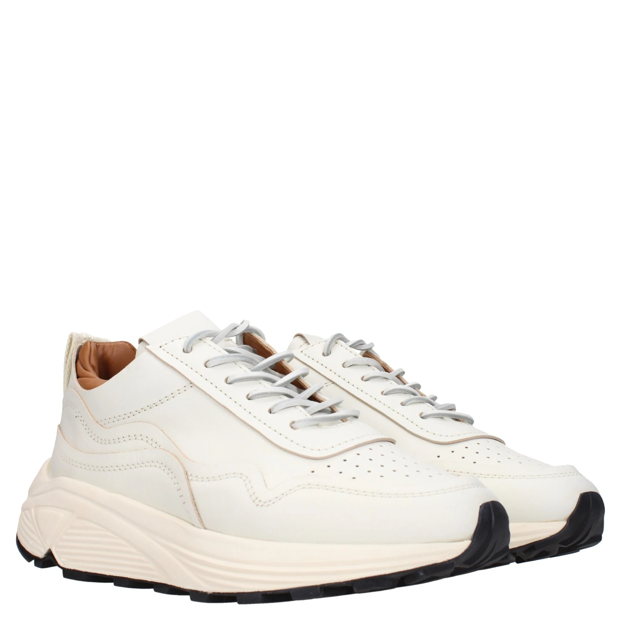 White Leather Low Top Sneakers