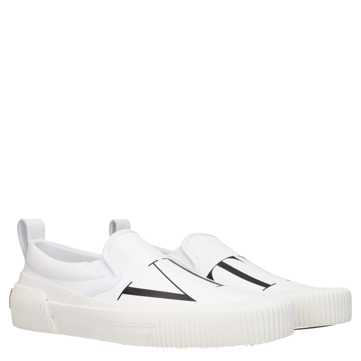 White Fabric Slip-On Loafers