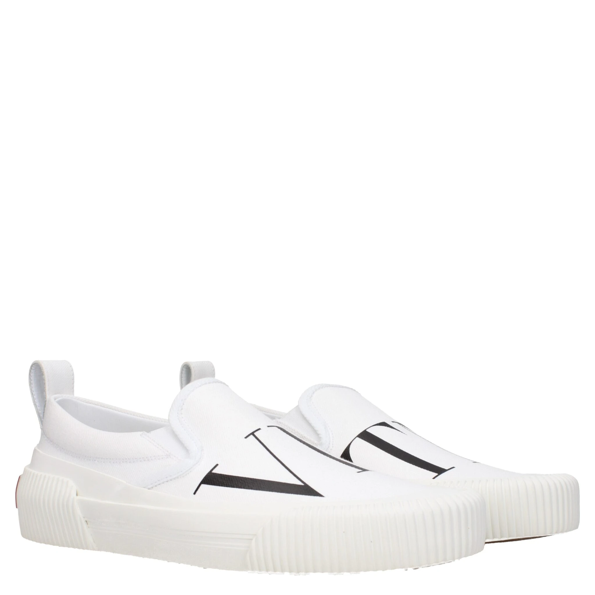 White Fabric Slip-On Loafers