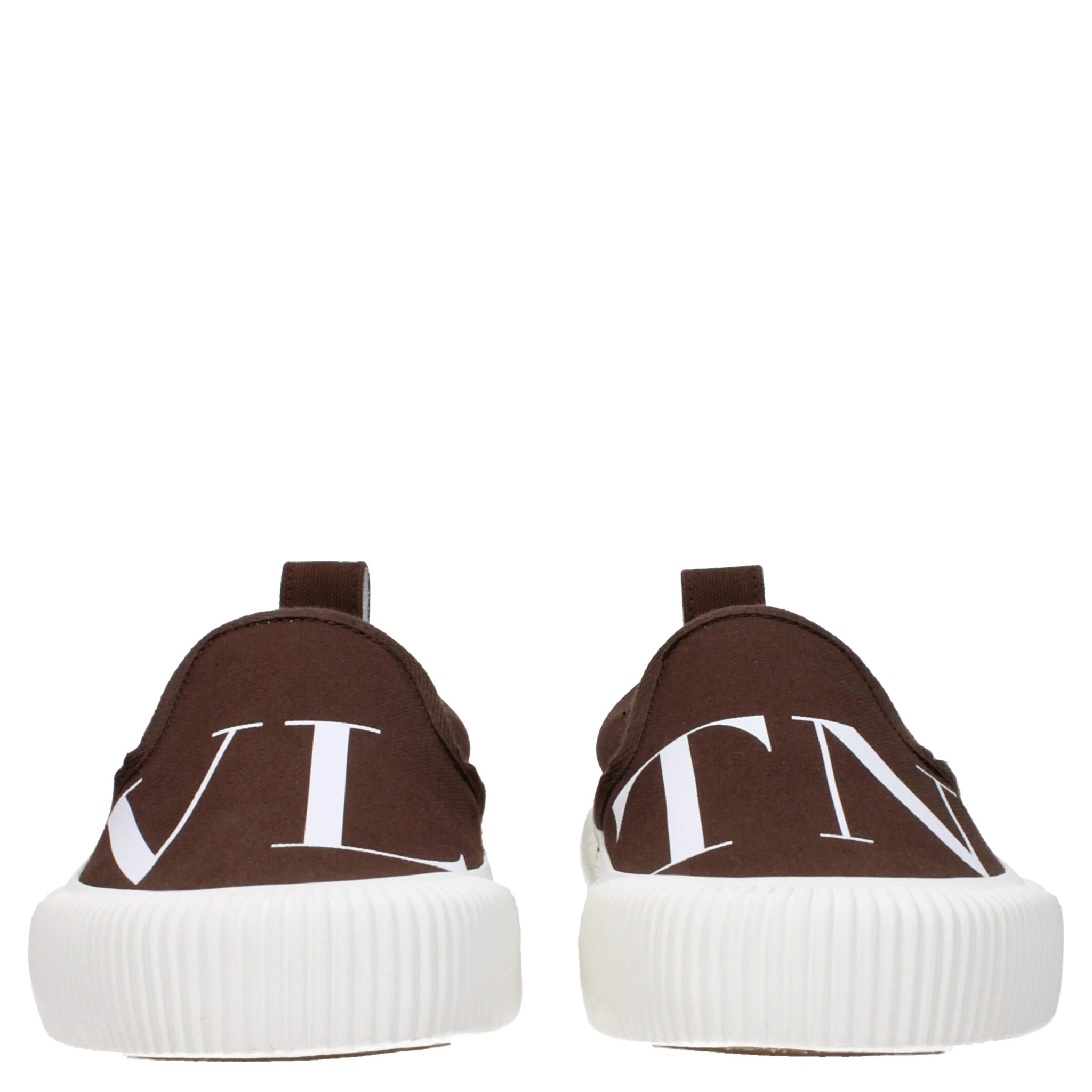 Brown Fabric Slip-On Loafers