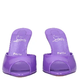Purple Leather Wedge Sandals