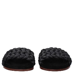 Black Leather Slippers