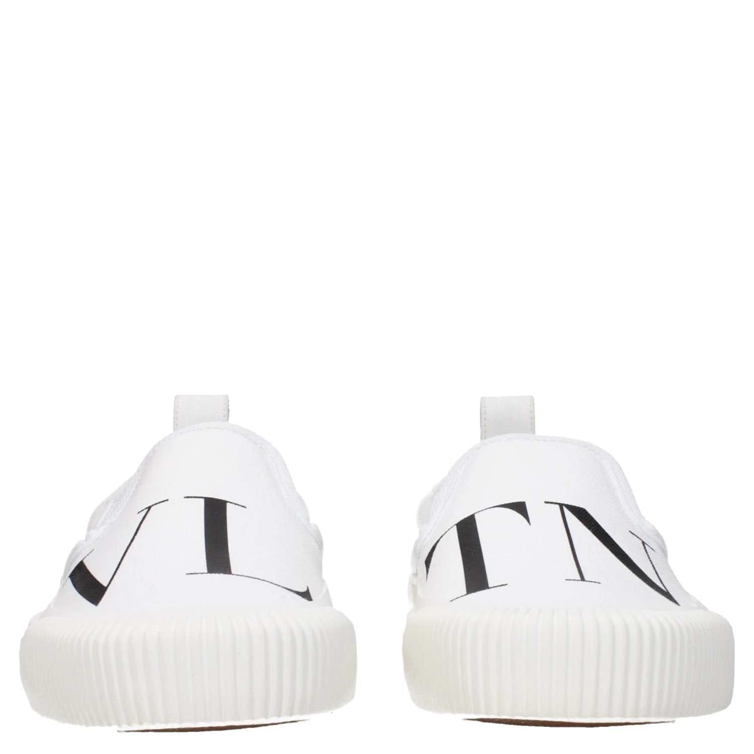 White Fabric Slip-On Loafers
