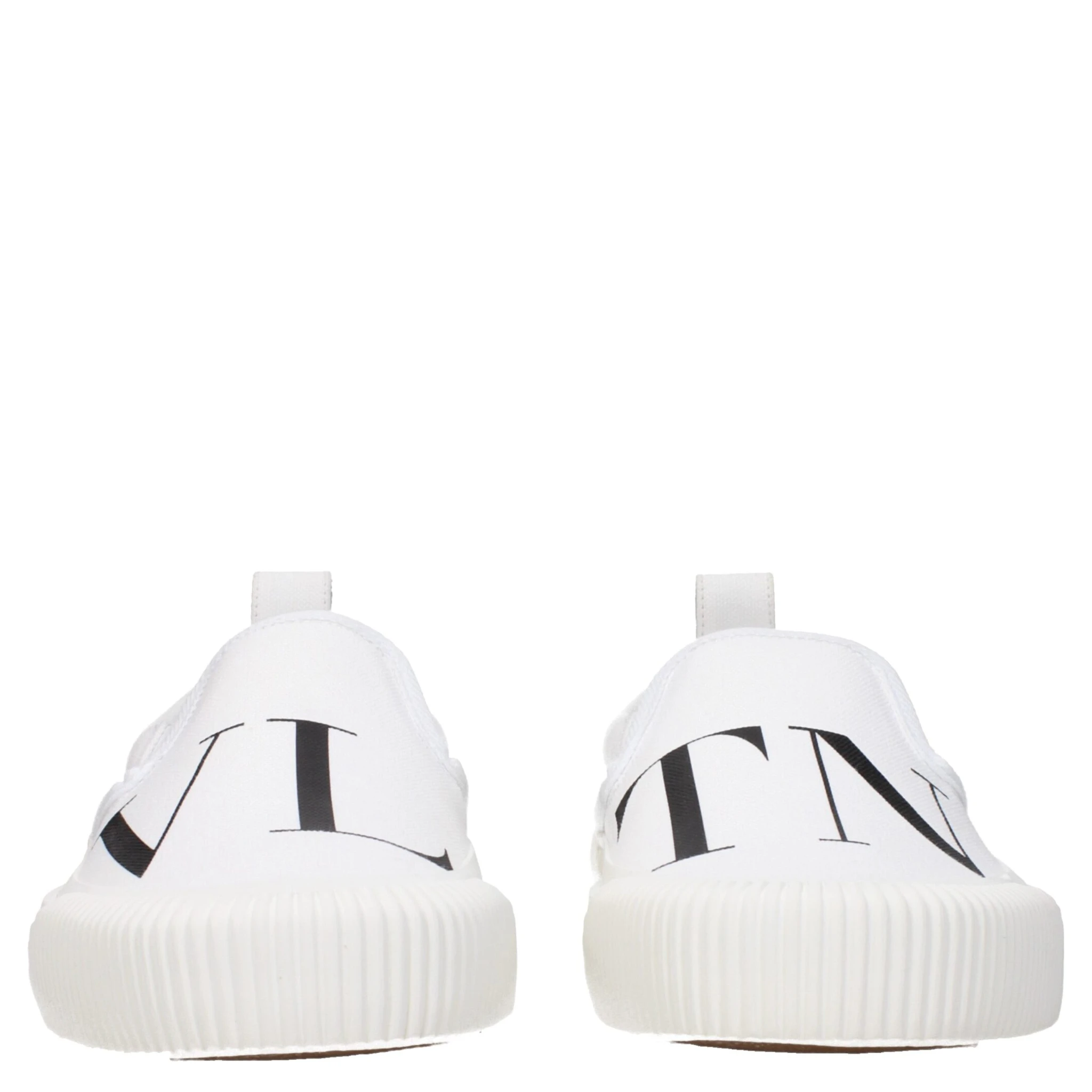 White Fabric Slip-On Loafers