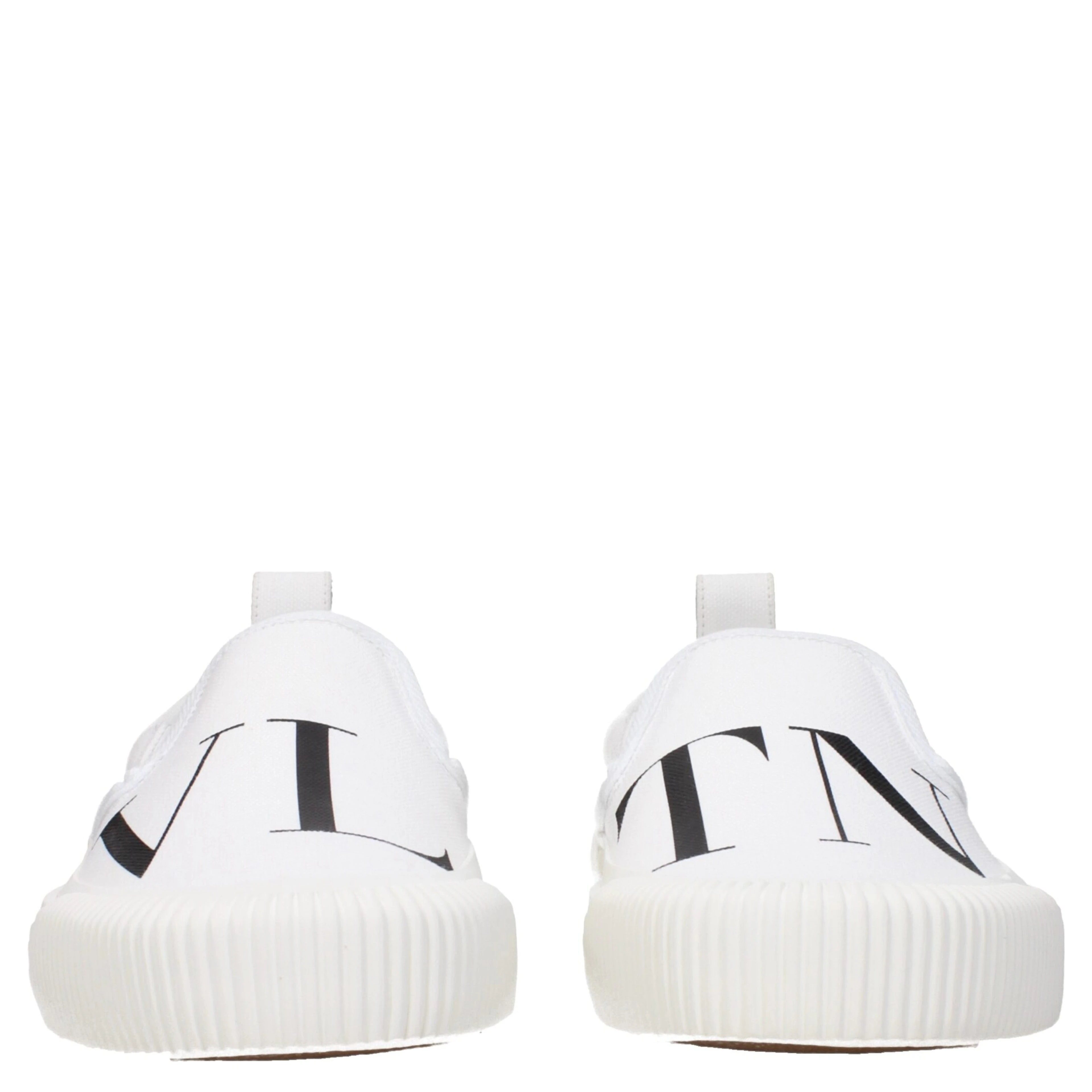 White Fabric Slip-On Loafers