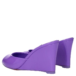 Purple Leather Wedge Sandals