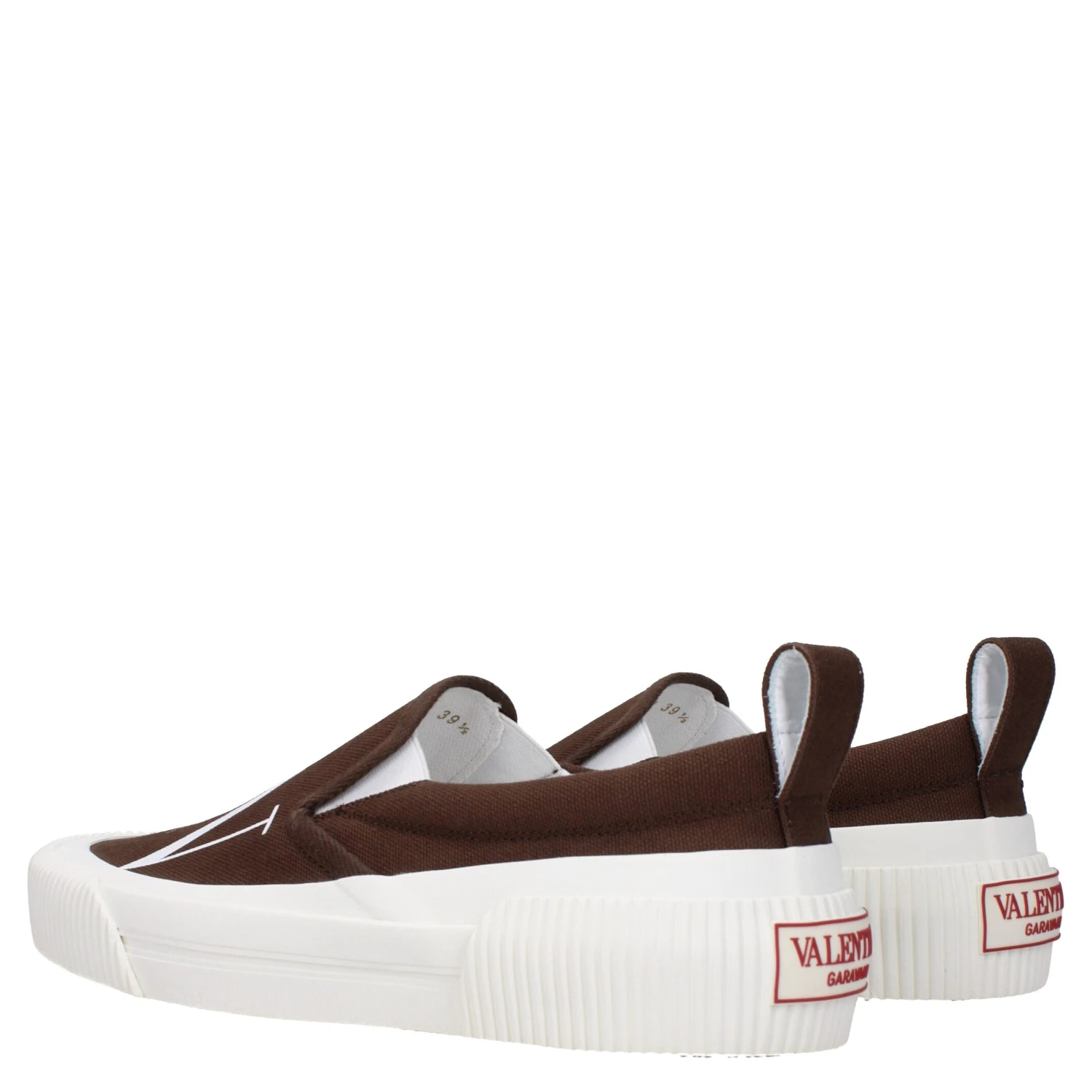 Brown Fabric Slip-On Loafers
