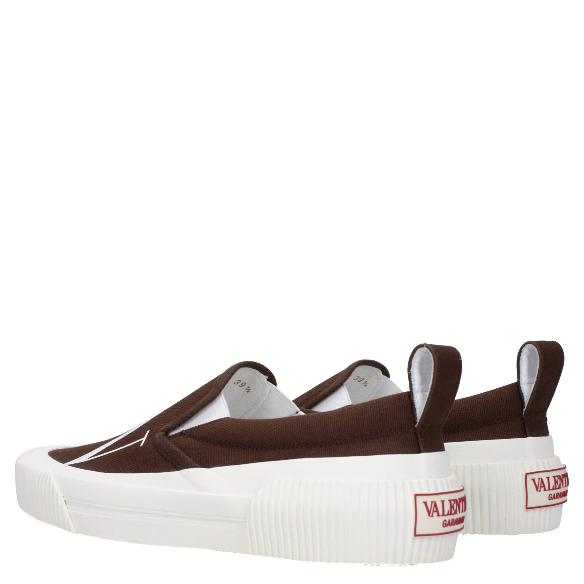 Brown Fabric Slip-On Loafers