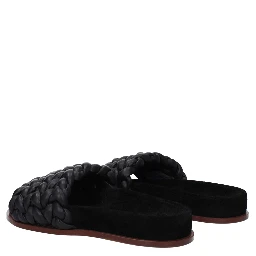Black Leather Slippers
