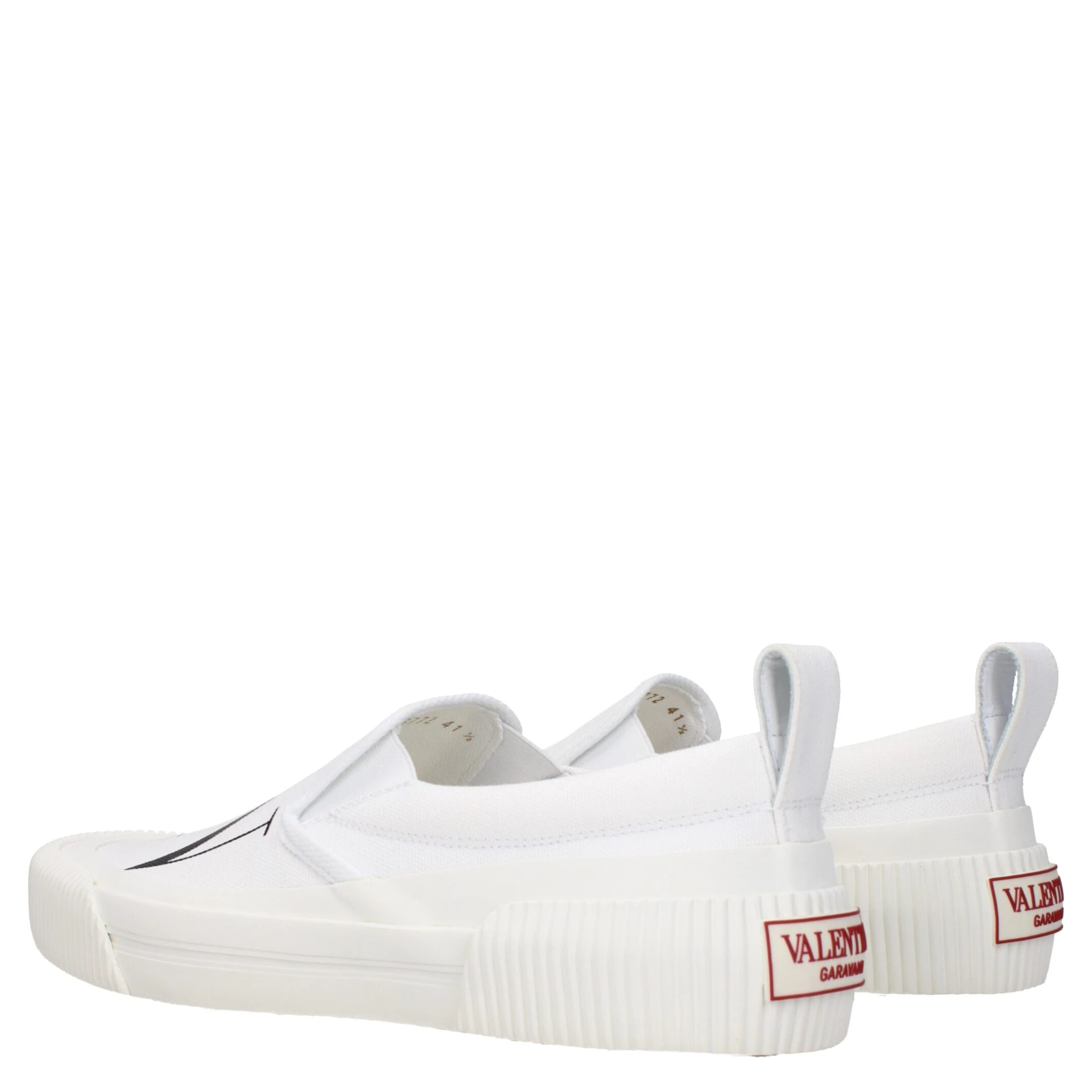 White Fabric Slip-On Loafers