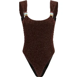 Brown Polyamide One-Piece Swimsuit