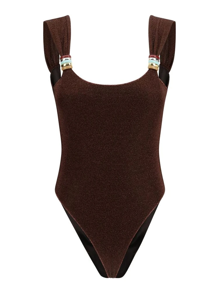 Brown Polyamide One-Piece Swimsuit