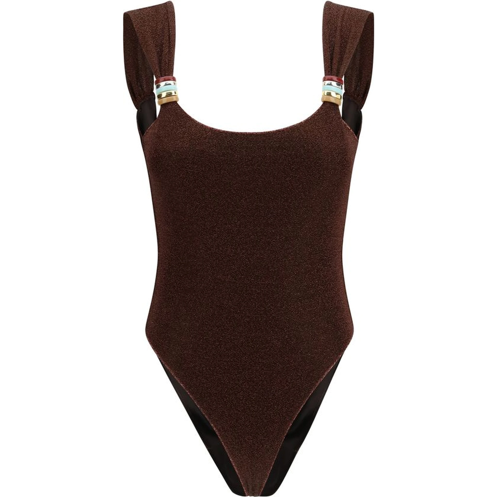 Brown Polyamide One-Piece Swimsuit