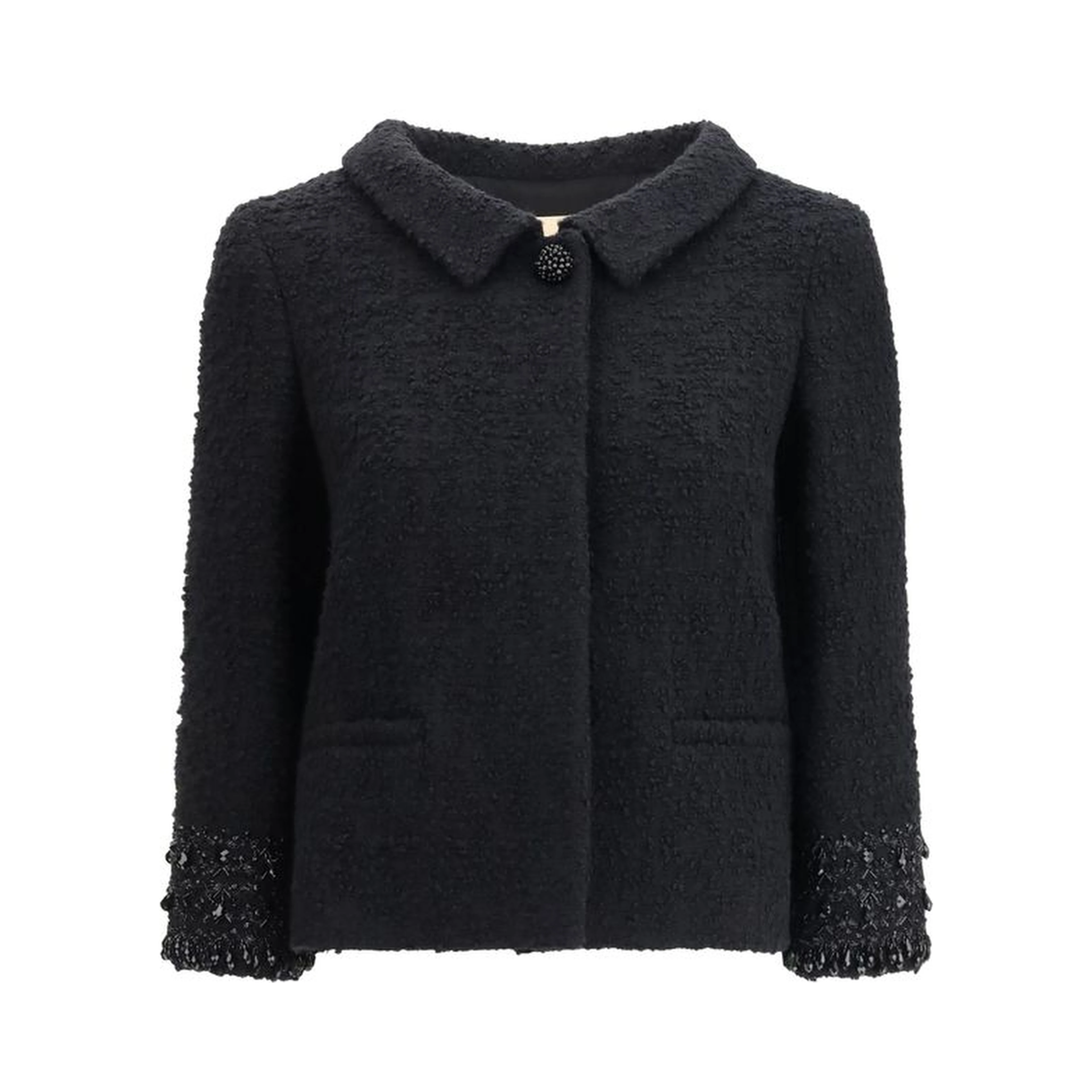 Black Fleece Wool Coat