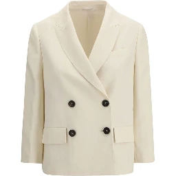 Cream Viscose Jackets And Coat