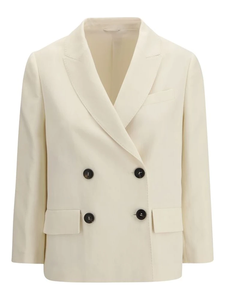 Cream Viscose Jackets And Coat