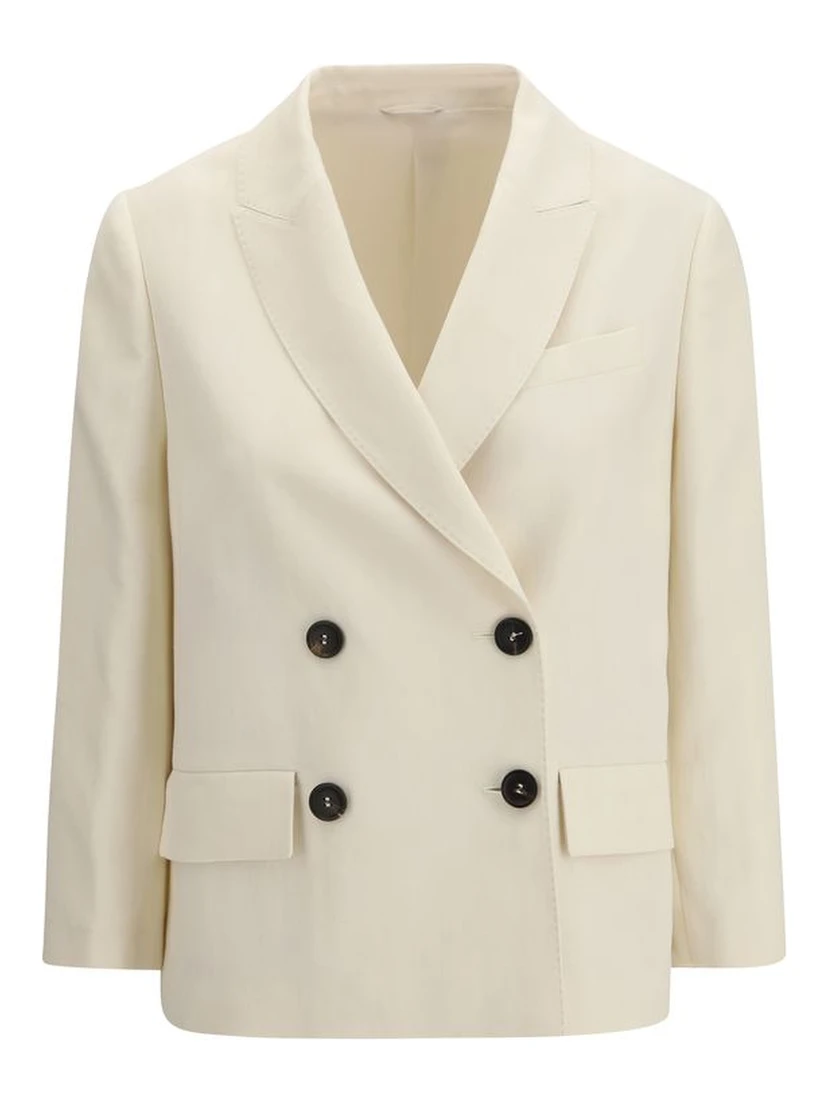 Cream Viscose Jackets And Coat
