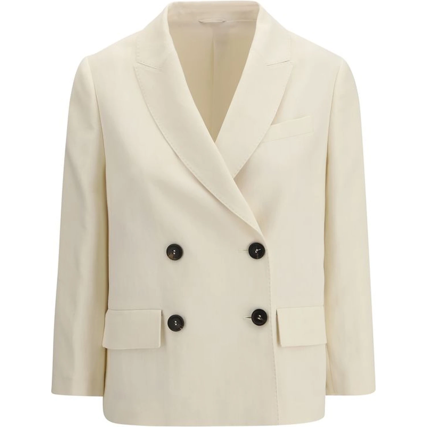 Cream Viscose Jackets And Coat