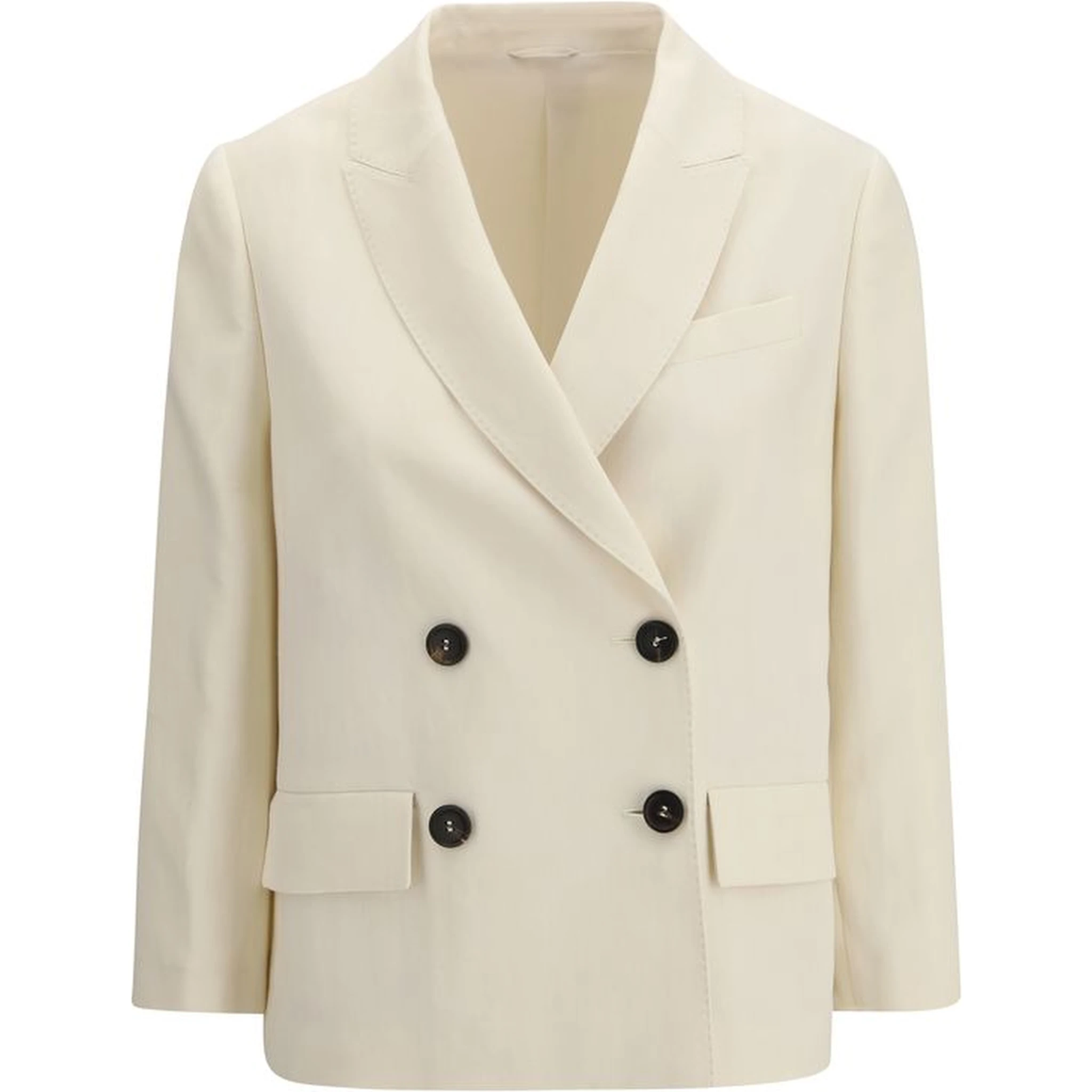 Cream Viscose Jackets And Coat