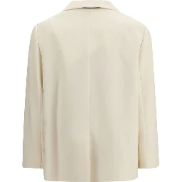 Cream Viscose Jackets And Coat