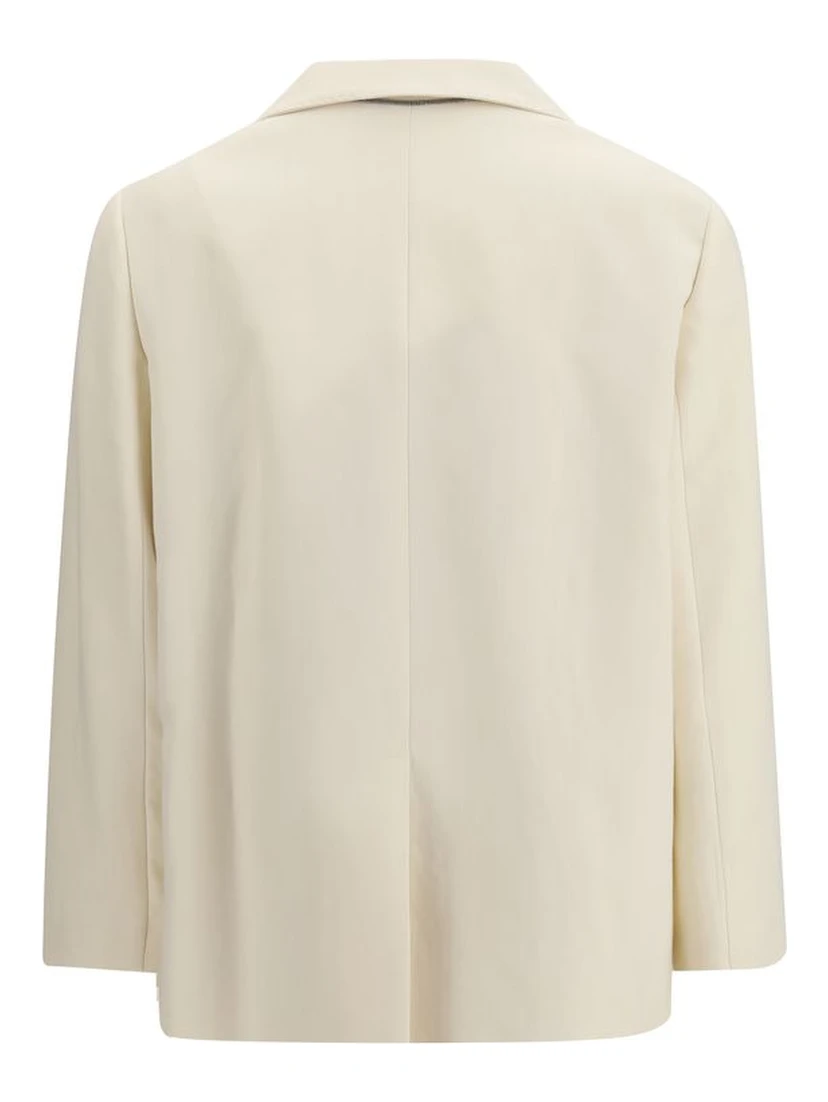 Cream Viscose Jackets And Coat